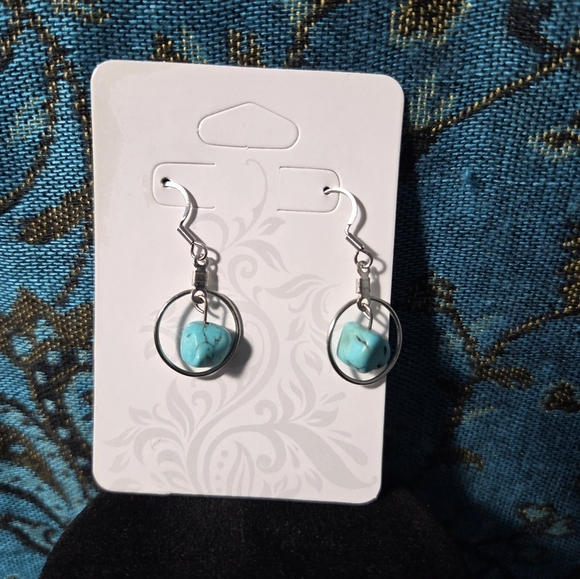 Handmade Jewelry - Turquoise and Silver Dangle Earrings